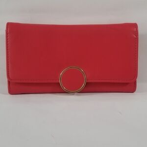 TIME & TRU PIPER FILE MASTER CLUTCH WALLET VINYL COLOR CORAL